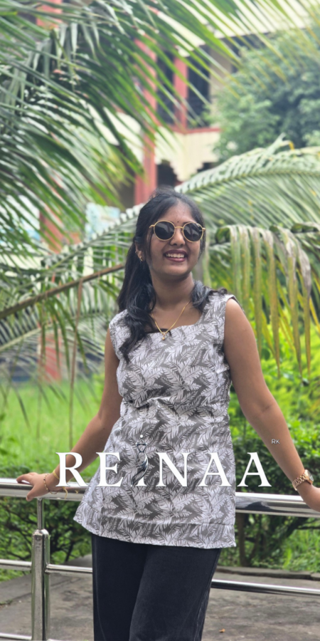 Grey and white short kurti