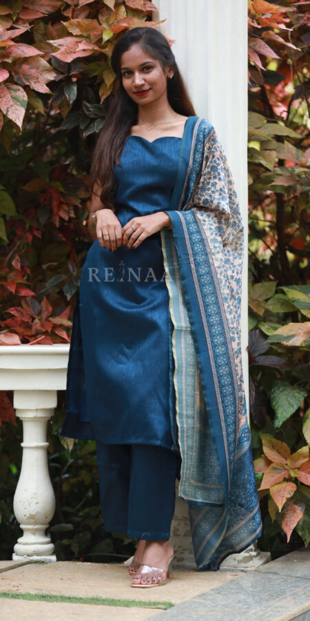 Blue Raw Silk Kurta Set