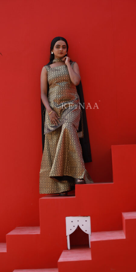 Black Banarasi Sharara Suit